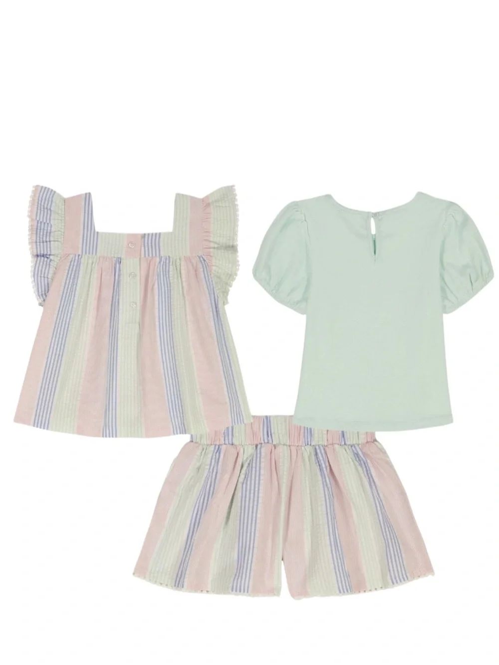 Janie & Jack Kids' 3-Piece Pastel Stripe Outfit Size 4T & 5 NWT